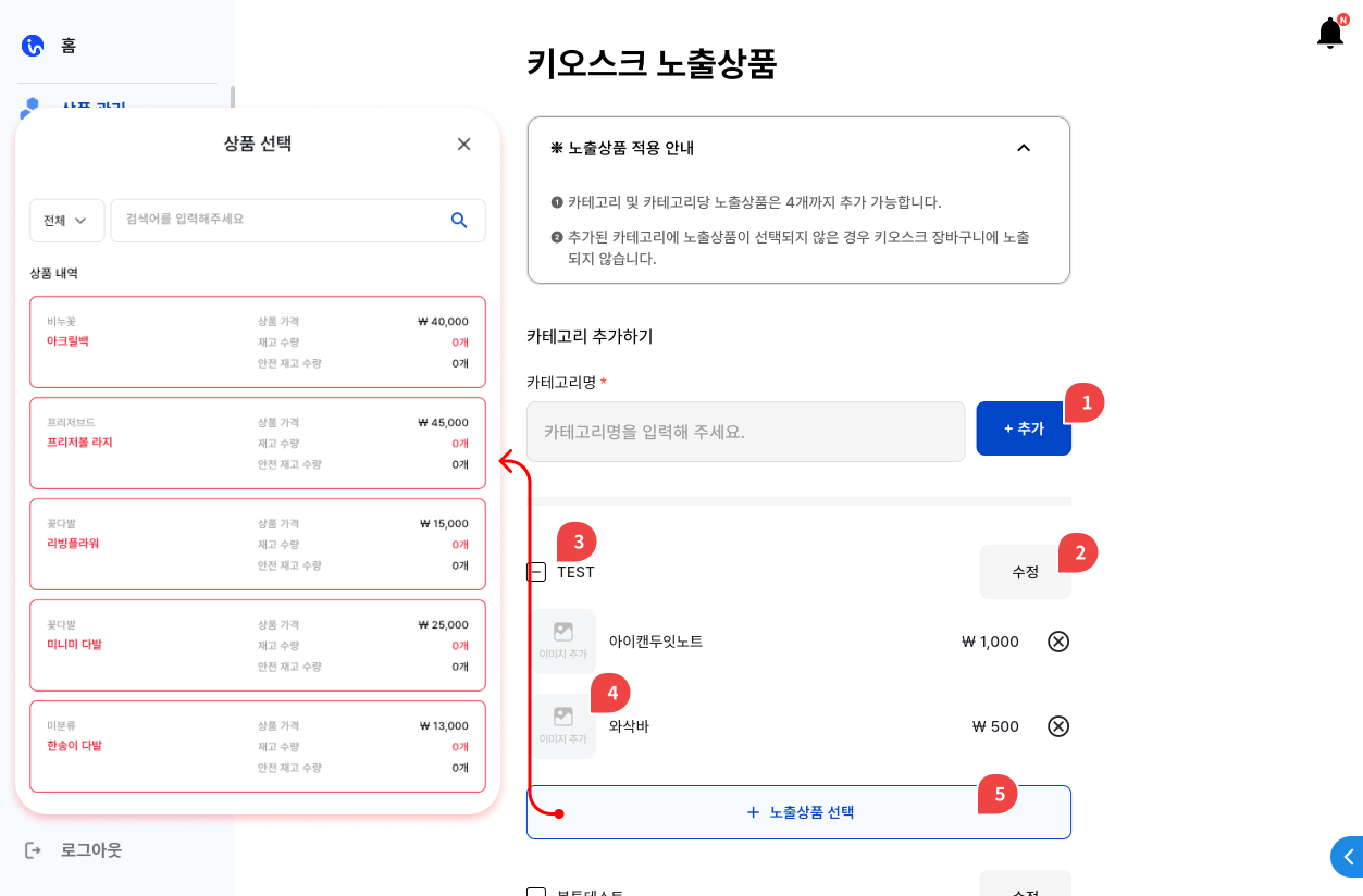 키오스크 노출상품